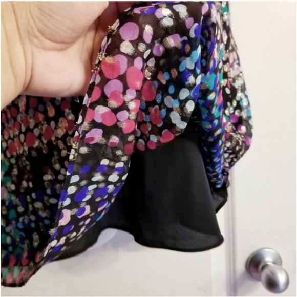 Kate Spade Multicolor metallic dot top blouse bow size large nwot - Picture 7 of 10